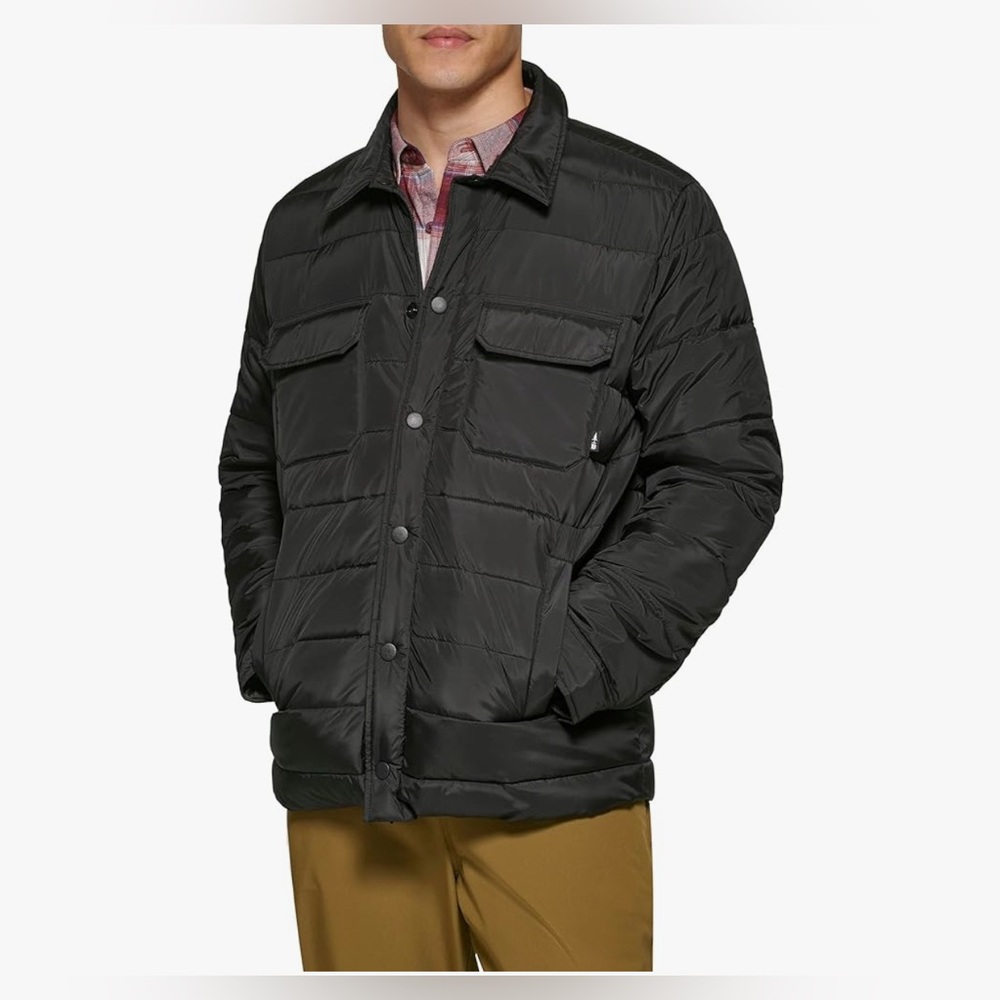 Bass Outdoor Men’s B Warm Black Quilted Puffer Shirt/Jacket (Shacket) Large  NWT